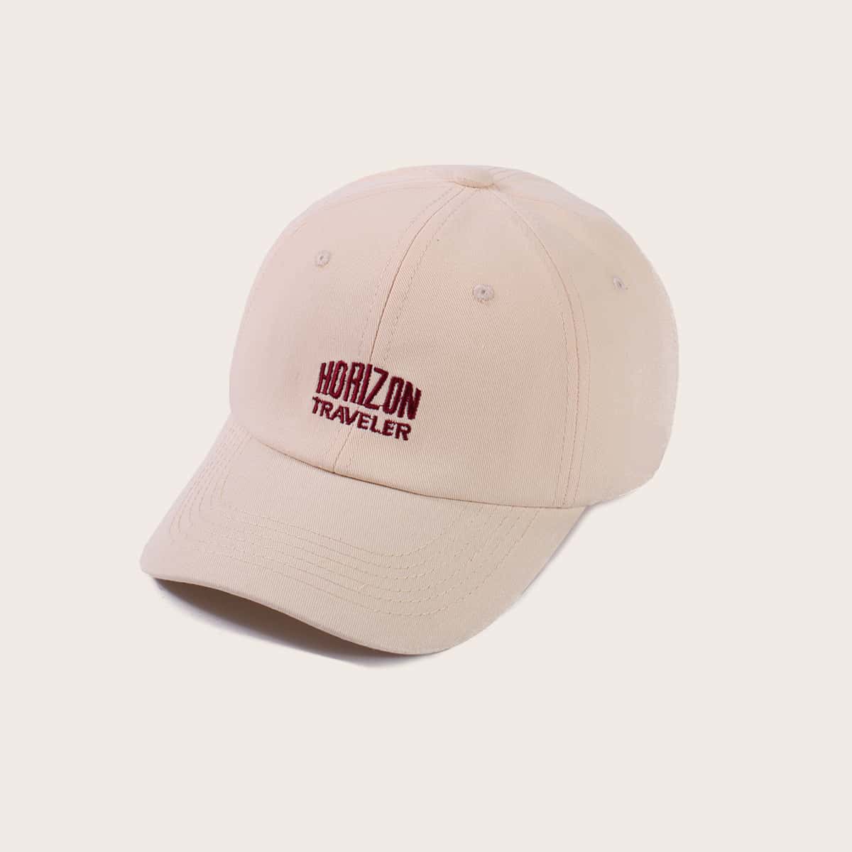 

Slogan Embroidery Baseball Cap, Beige
