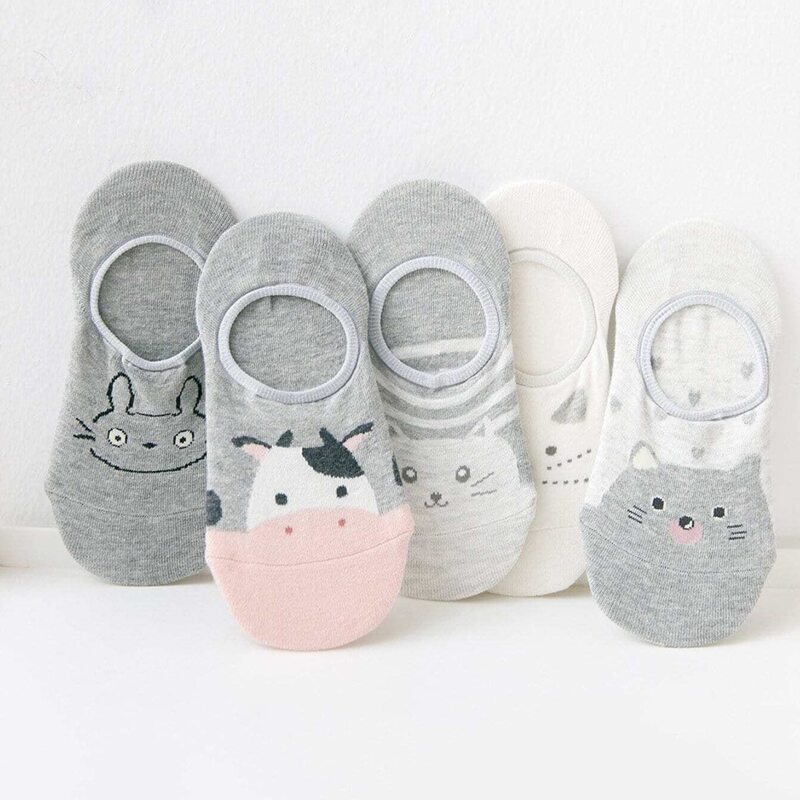 

5pairs Cartoon Invisible Socks, Multicolor
