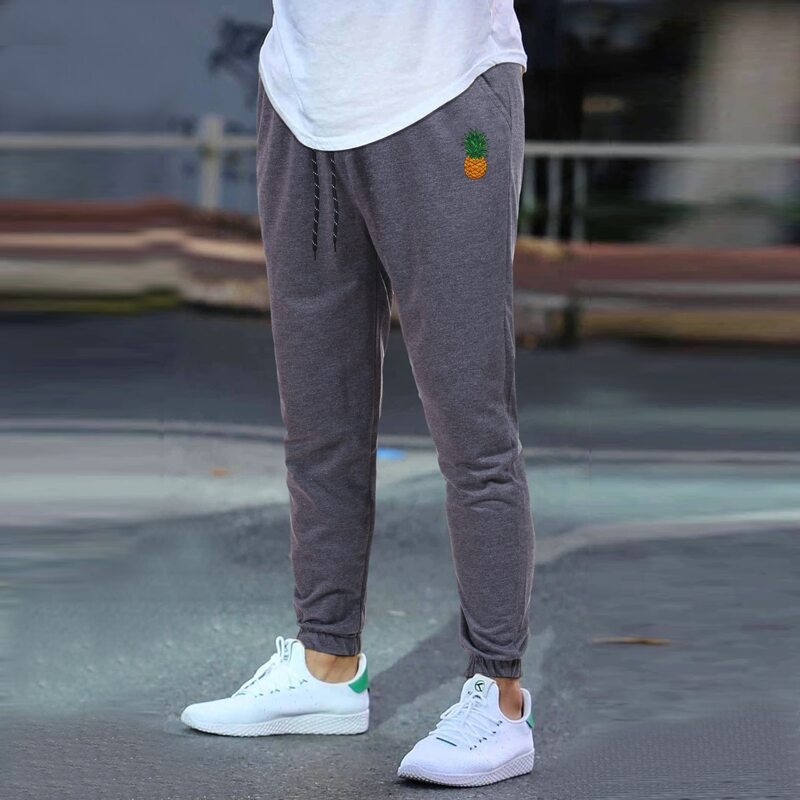 

Guys Pineapple Print Drawstring Pants, Dark grey
