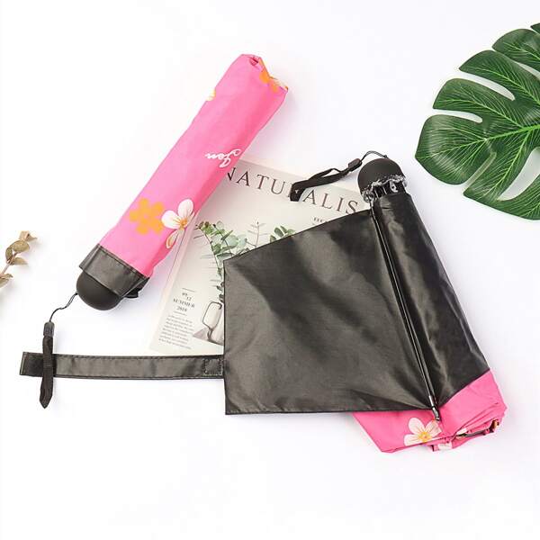 

Flower Print Sunscreen Umbrella, Pink