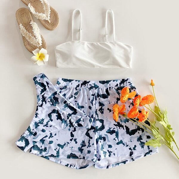 

3pack Graphic Shorts Bikini Swimsuit, Multicolor