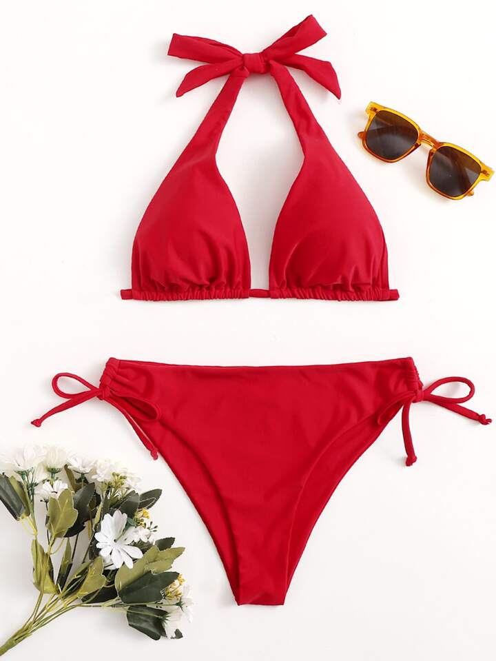 Shein red swimsuit hot sale