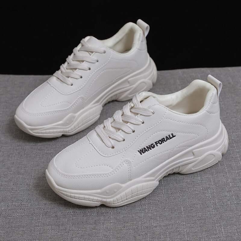 

Letter Lace-up Chunky Sneakers, Beige
