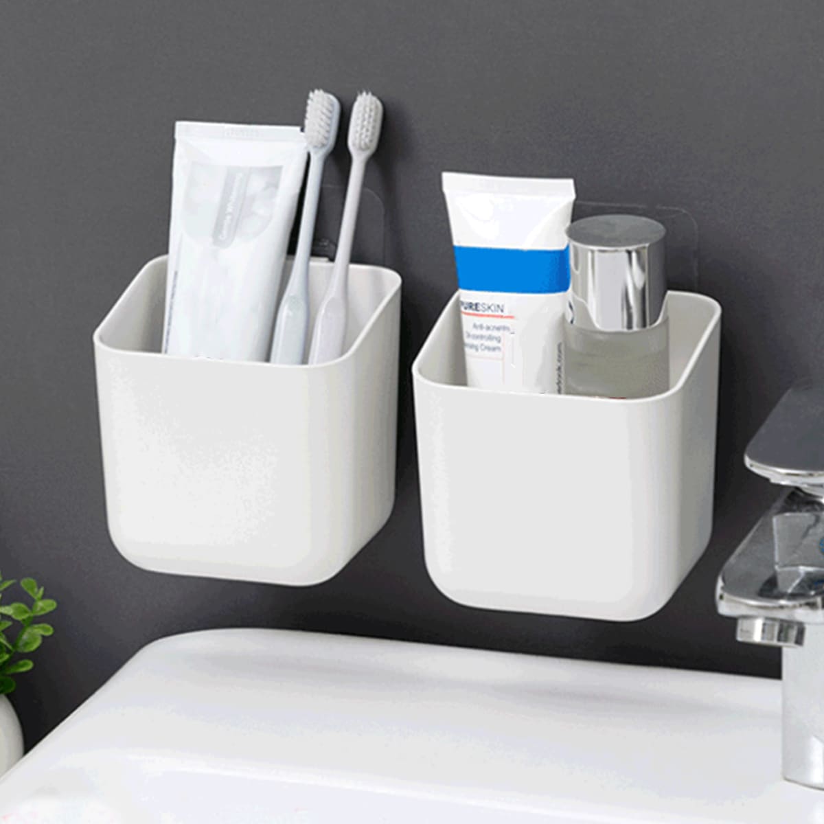 

1pc Wall Mounted Toothpaste Storage Box, White