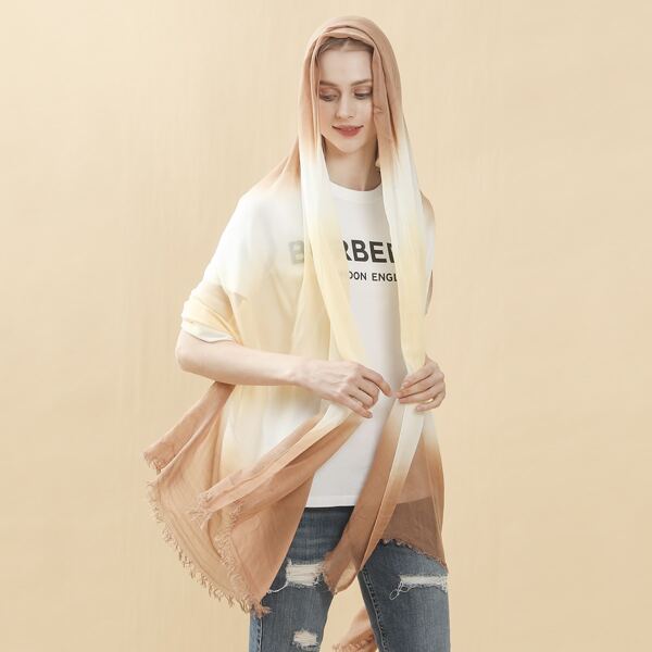 

Raw Hem Colorblock Scarf, Multicolor