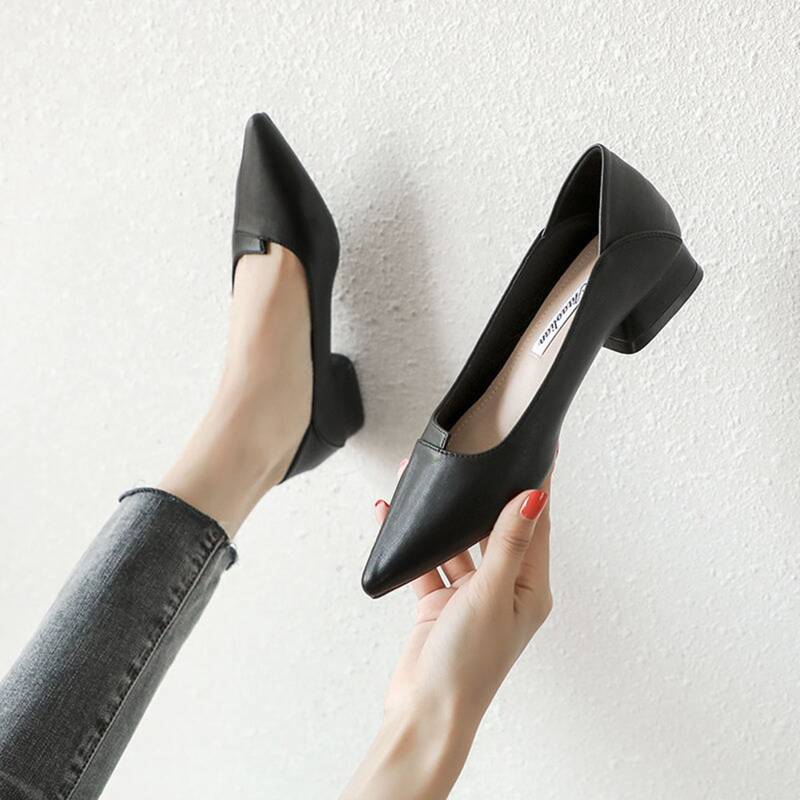 

Pointed Tie Slip On Flats, Black