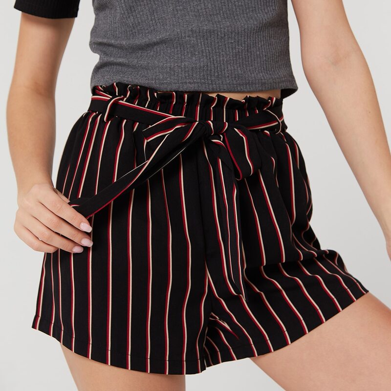 

Striped Belted Shorts, Multicolor