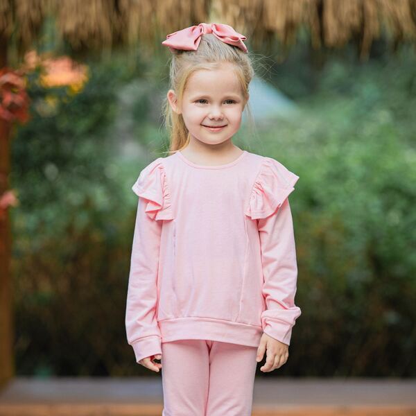 

Toddler Girls Ruffle Trim PJ Set, Pink
