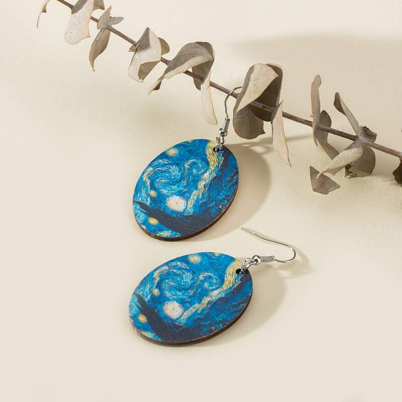 

Abstract Painting Drop Earrings, Blue