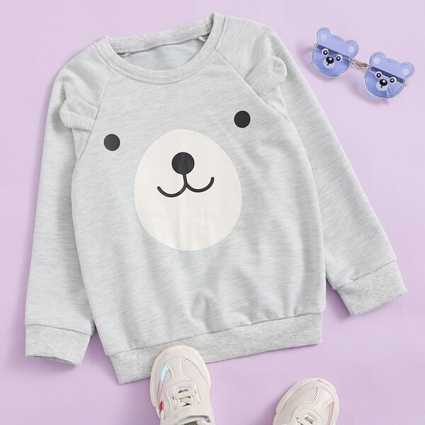 

Toddler Boys Cartoon Print Sweatshirt, Light grey