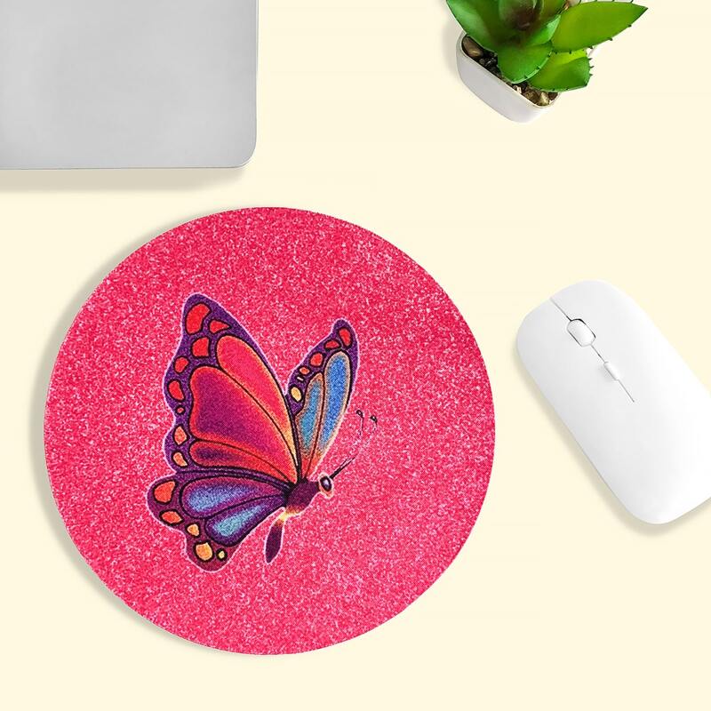 

Butterfly Print Round Mouse Pad, Multicolor