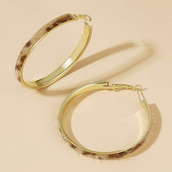 

Leopard Print Hoop Earrings, Gold