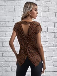 SHEIN Clasi Áo sơ mi xoắn lại Tất cả trên in Giải trí - Nhiều màu - Xem 1
