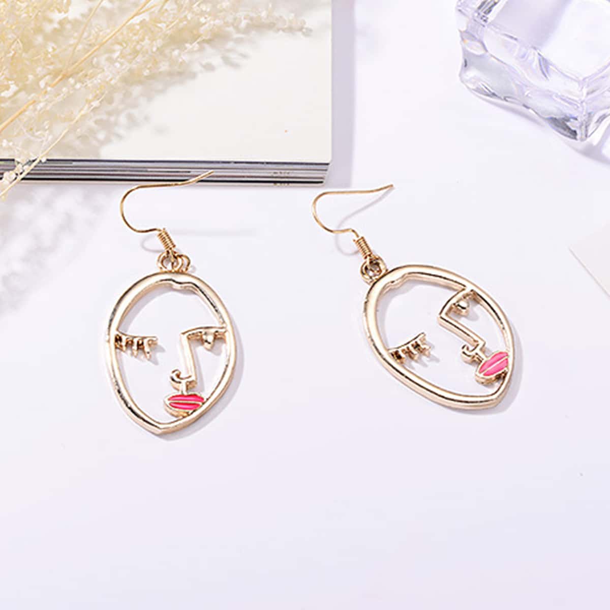 

Abstract Figure Drop Earrings, Gold