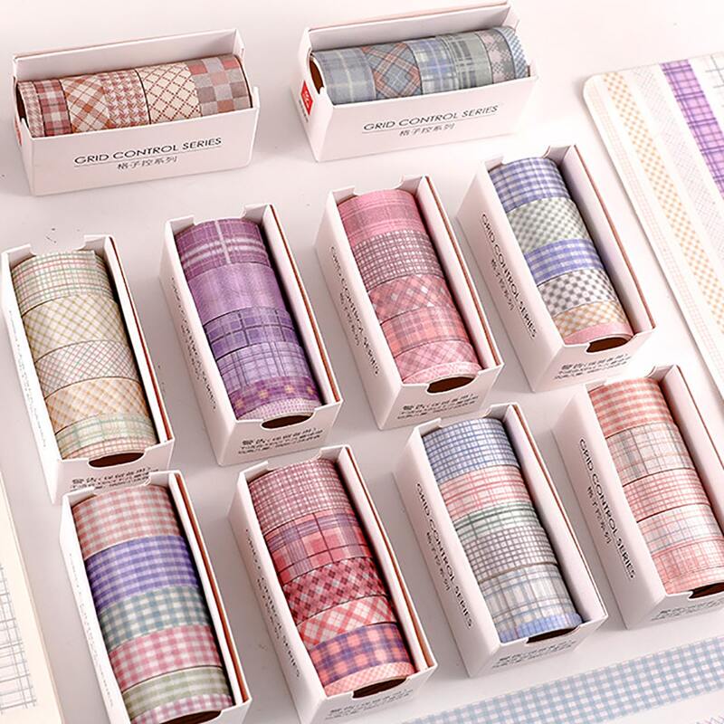 

6rolls Plaid Pattern Random Decorative Tape, Multicolor