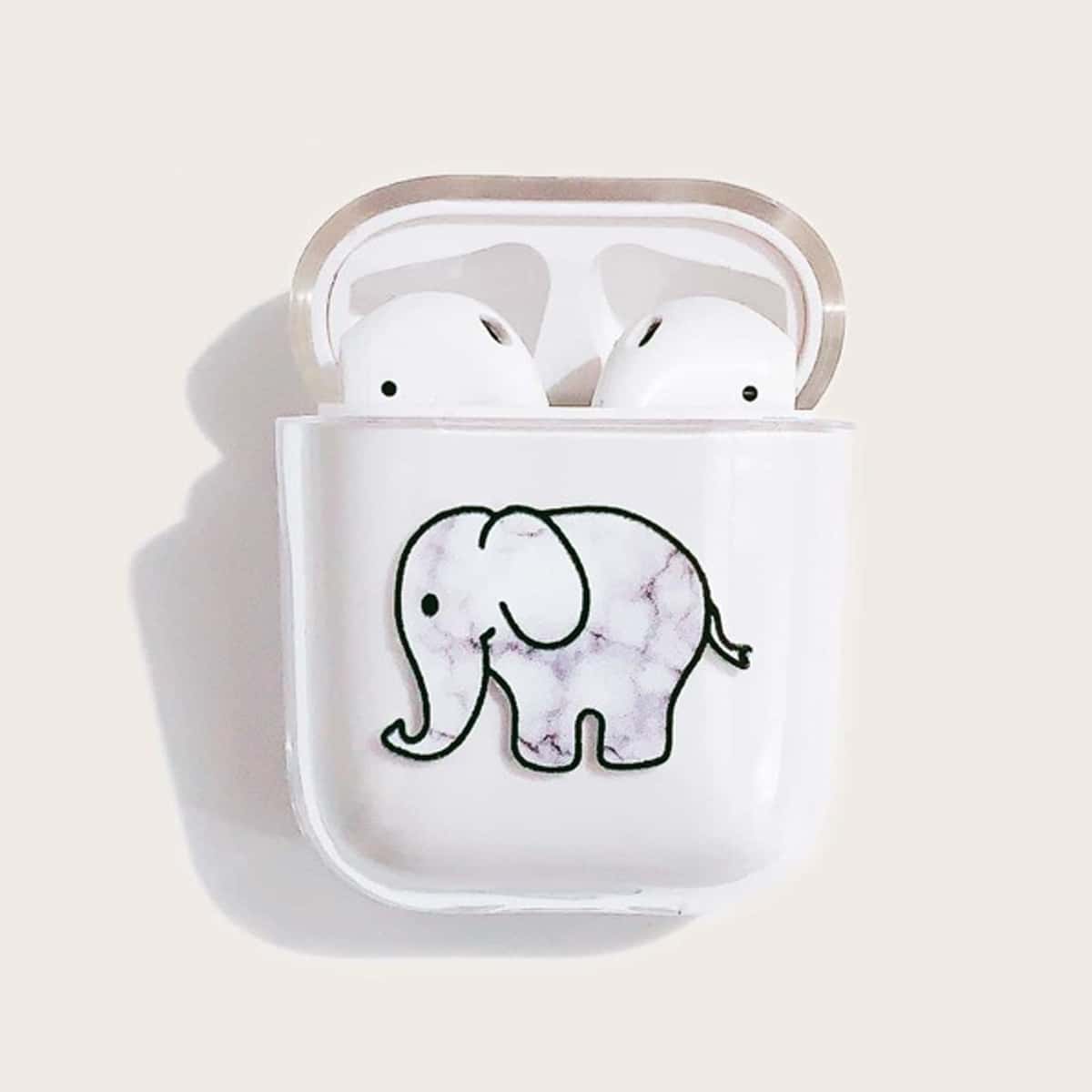 

Elephant Print AirPods Case, White