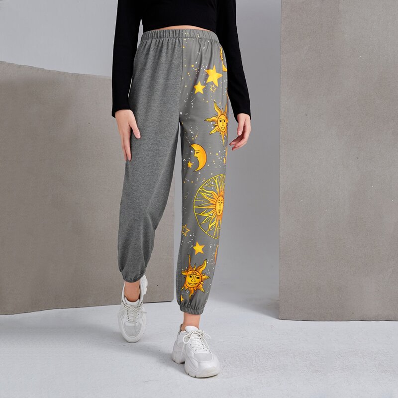 

Sun & Moon Graphic Sweatpants, Dark grey