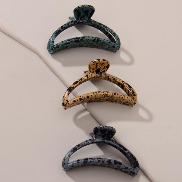 

3pcs Graphic Hair Claw, Multicolor