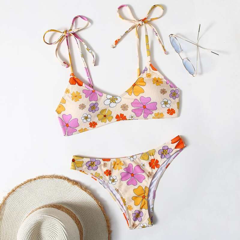 

Floral Knot Bikini Swimsuit, Multicolor