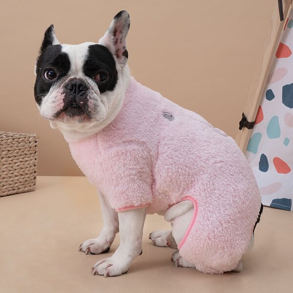 

Cartoon Graphic Plush Pet Pajamas, Baby pink