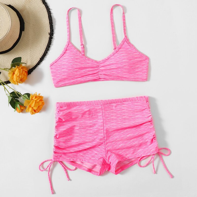 

Space Dye Ruched Bikini Swimsuit, Pink