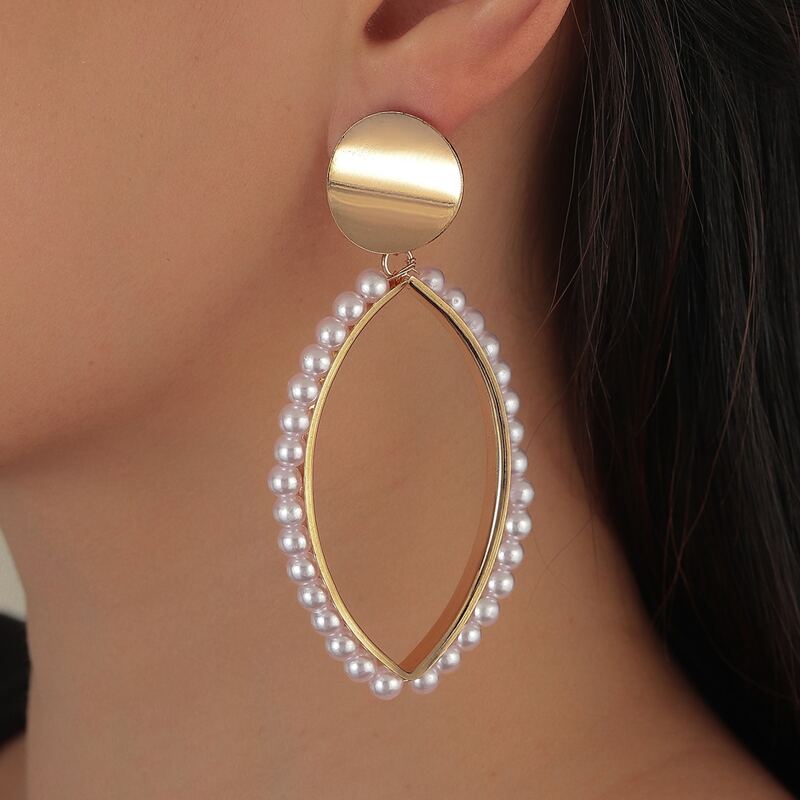 

Faux Pearl Oval Drop Earrings, Multicolor