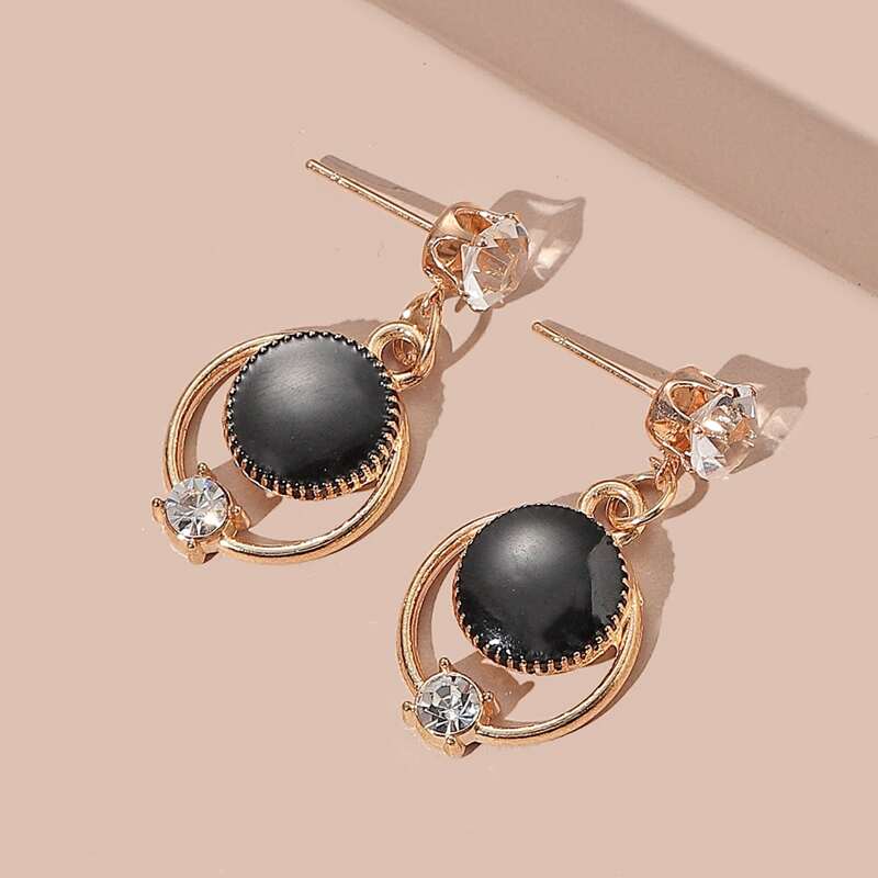 

Rhinestone Round Design Drop Earrings, Multicolor