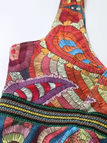 Tankini con estampado gráfico, volantes y flecos para la playa de verano - Multicolor - Ver 3