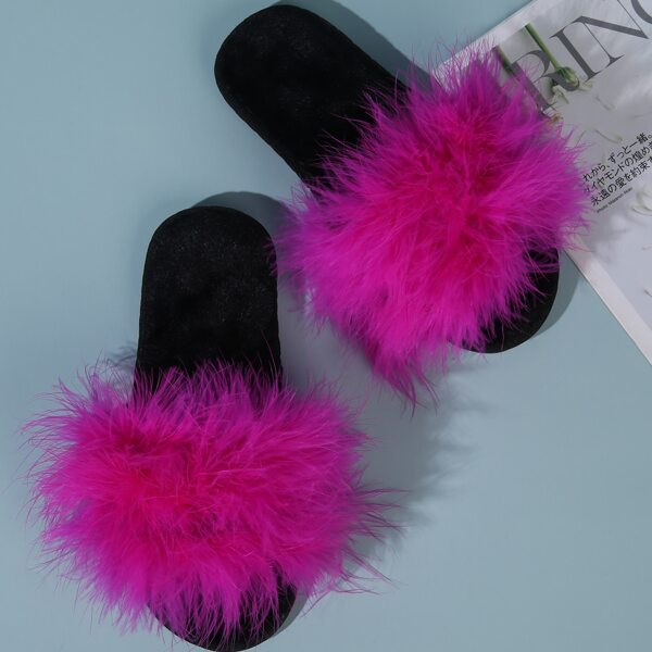 

Faux Fur Decor Bedroom Slippers, Hot pink