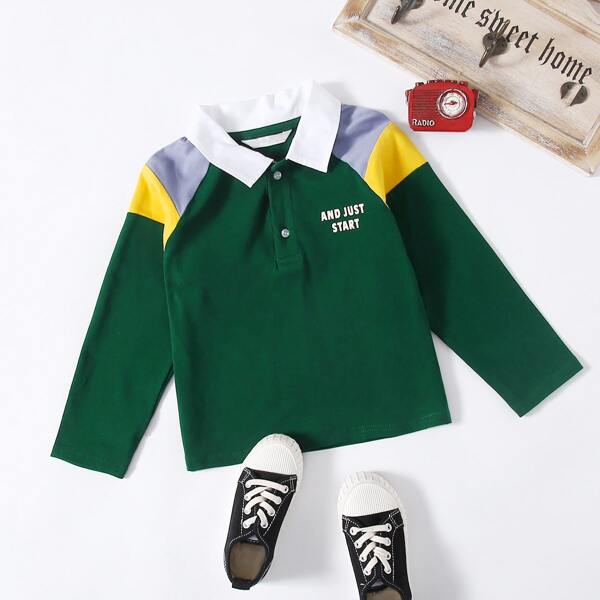

Toddler Boy Color Block Polo Tee, Dark green