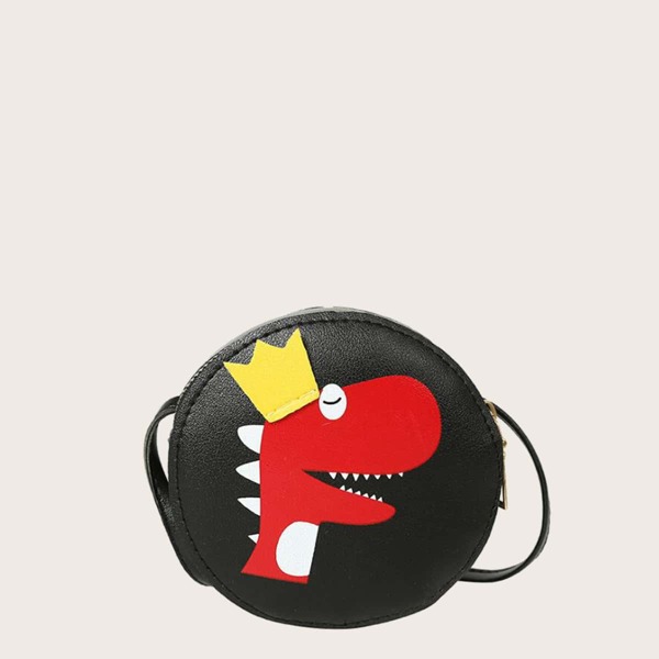 

Kids Cartoon Dinosaur Pattern Crossbody Bag, Black