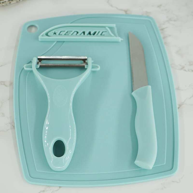 

3pcs Cutting Board & Knife & Peeler Set, Blue