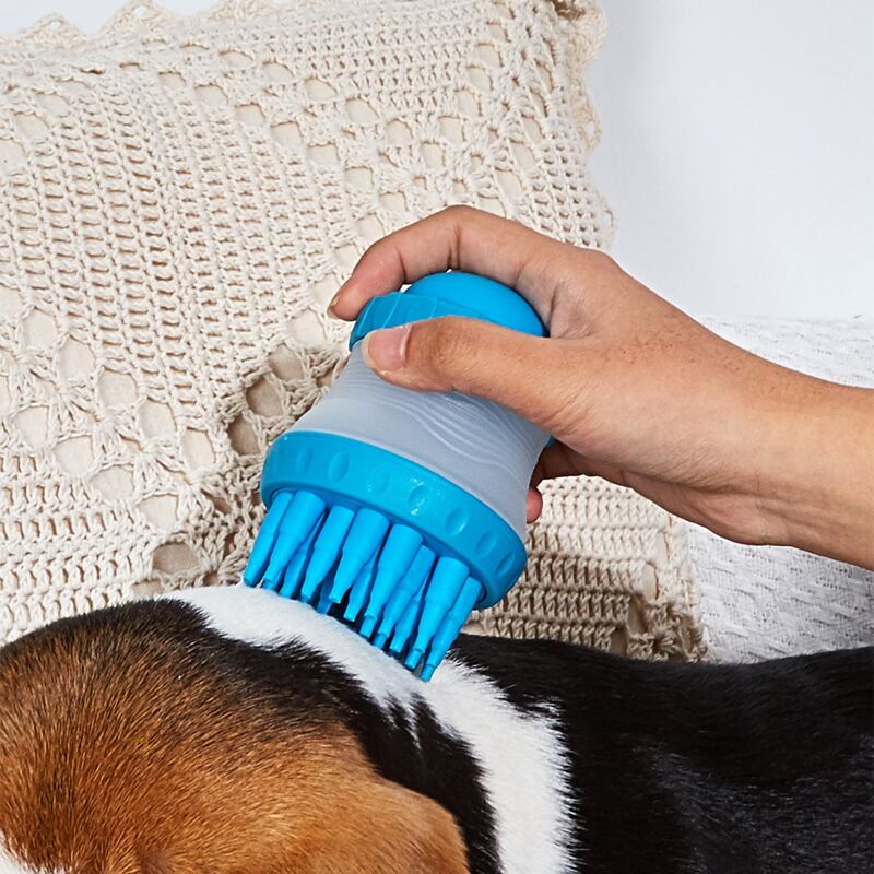 

Color Block Dog Bathing Massage Brush, Blue