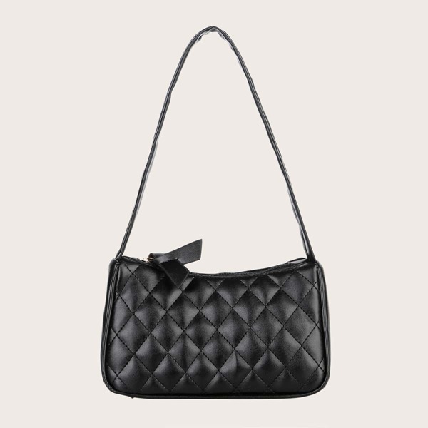 

Quilted Baguette Bag, Black
