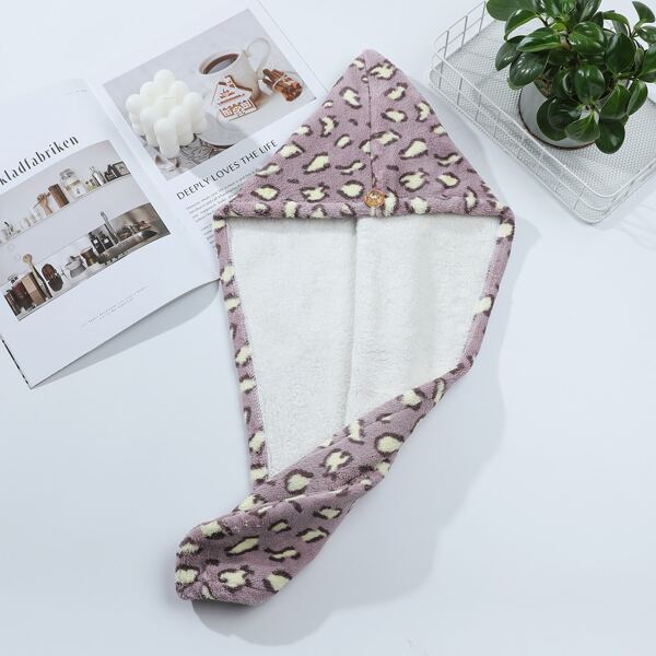 

Leopard Print Hair Drying Cap, Purple
