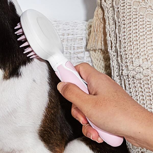 

Color Block Dog Bathing Massage Brush, Baby pink