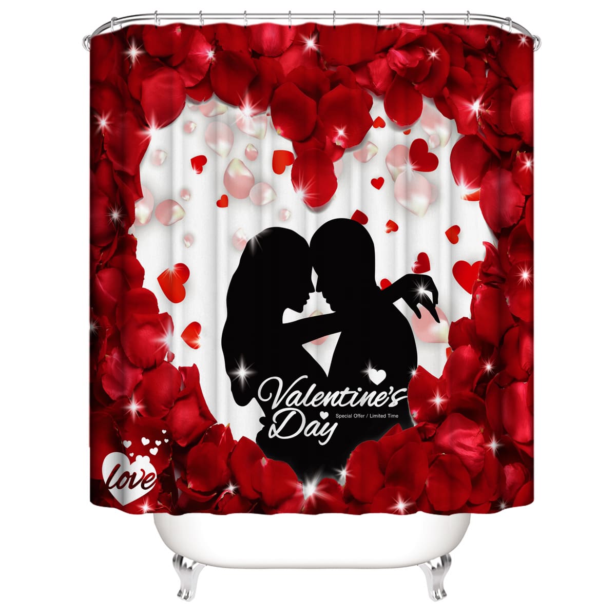 

Rose & Couple Print Shower Curtain, Multicolor