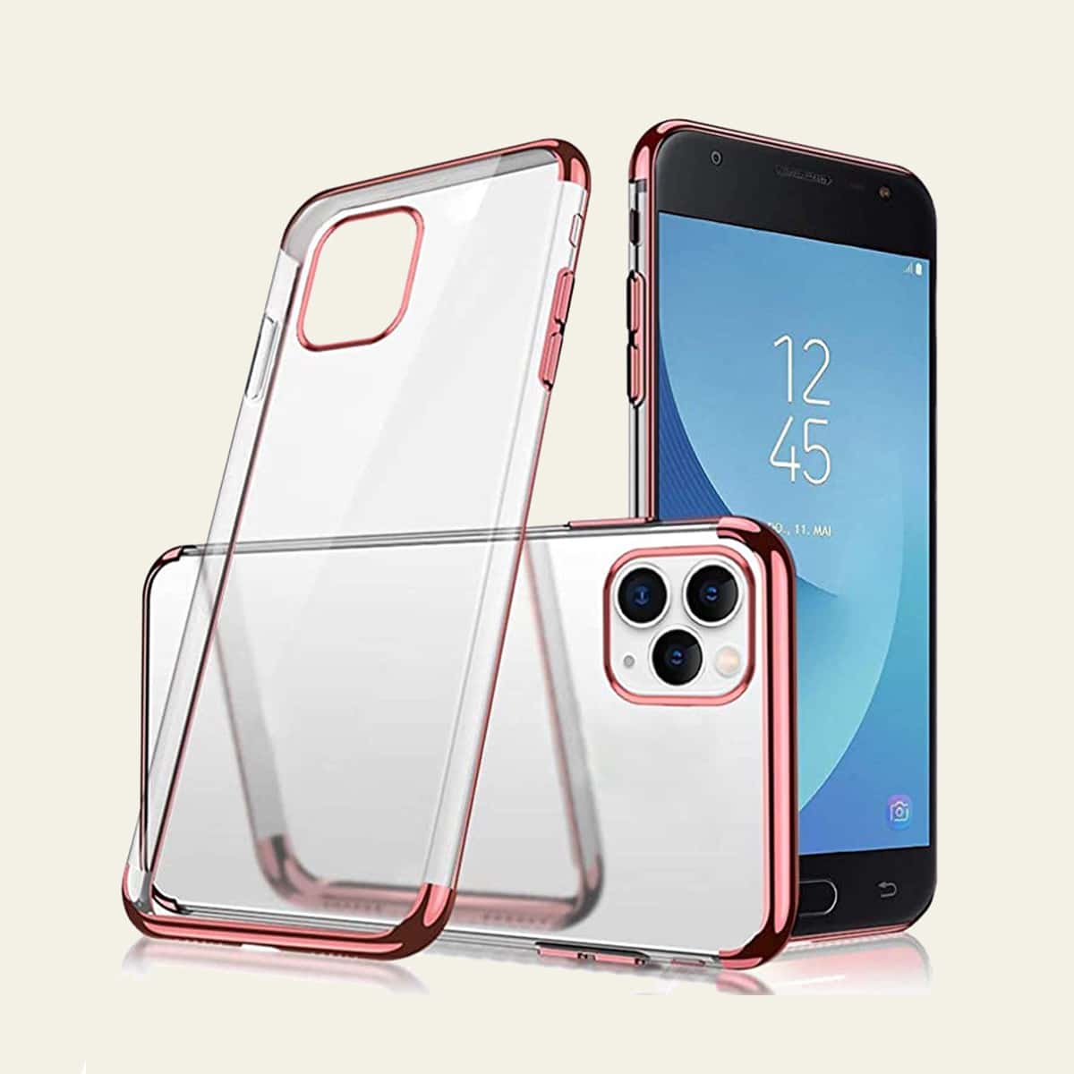 

Three-stage Electroplating Clear Phone Case, Rose gold