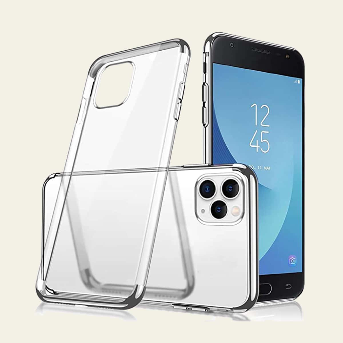 

Three-stage Electroplating Clear Phone Case, Silver