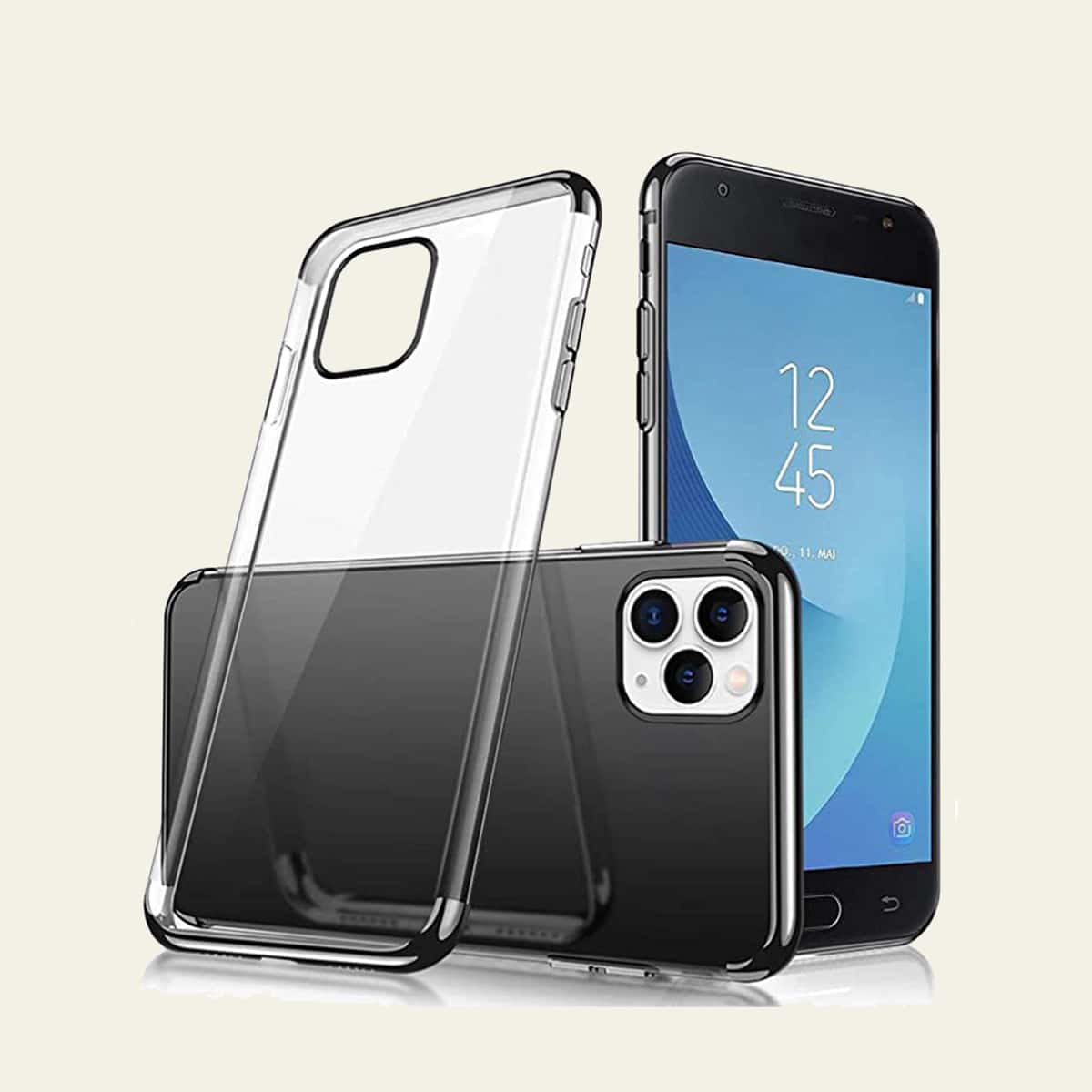 

Three-stage Electroplating Clear Phone Case, Black