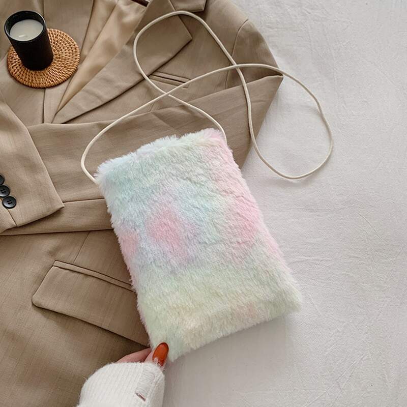 

Tie Dye Faux Fur Crossbody Bag, Multicolor