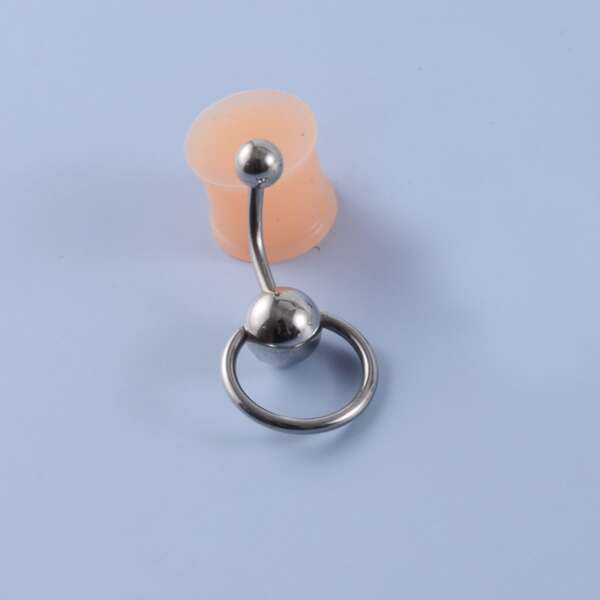 

Men Round Design Navel Belly Ring, Silver