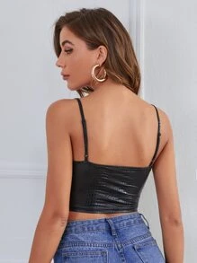 SHEIN Privé Top de tirantes con patrón de cocodrilo - Negro - Ver 2