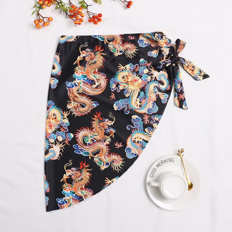 

Chinese Dragon Print Beach Skirt, Multicolor