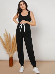 SHEIN Maternity Drawstring Waist Tank Jumpsuit
