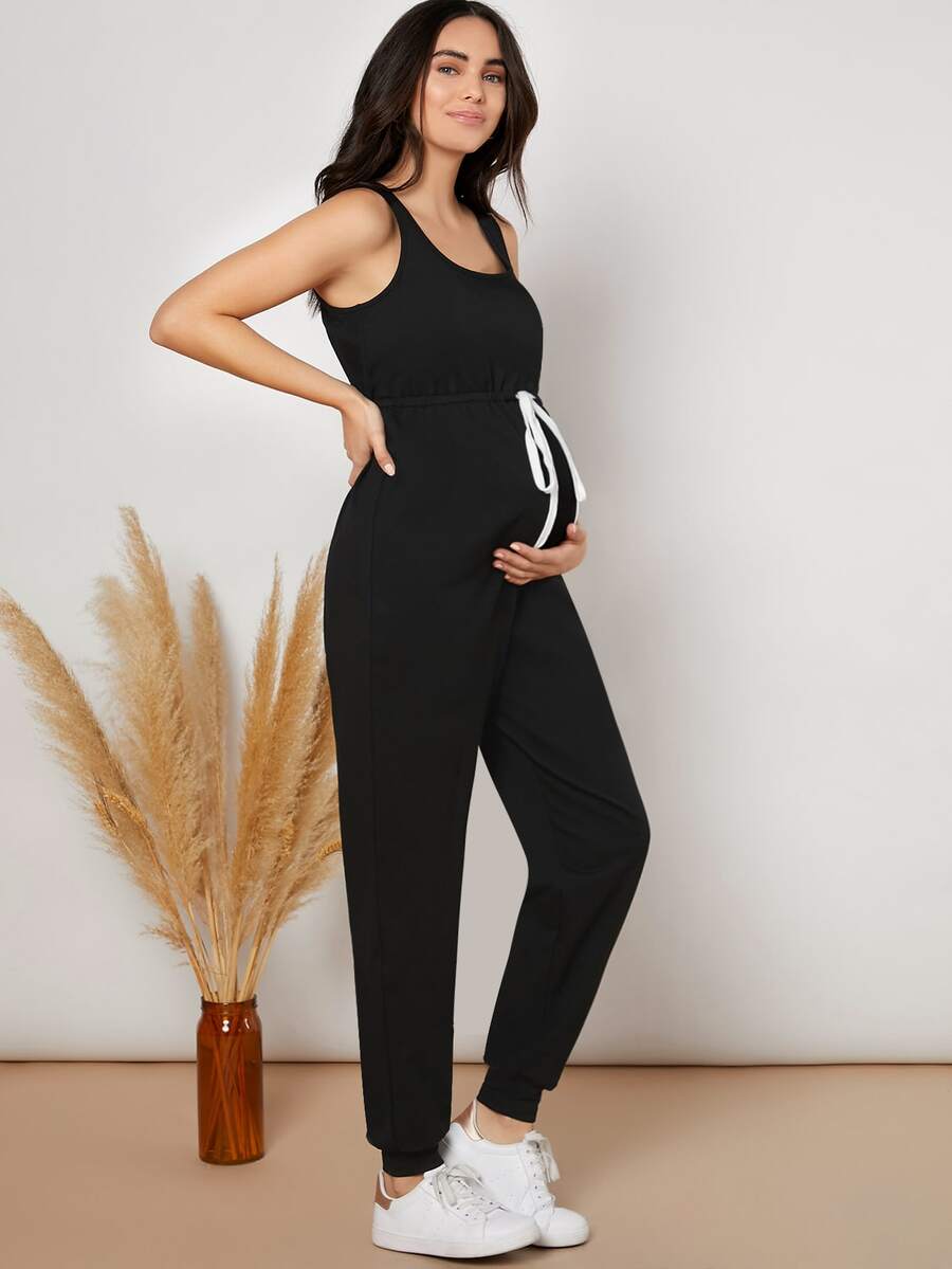 SHEIN Maternity Drawstring Waist Tank Jumpsuit