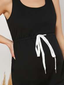 SHEIN Maternity Drawstring Waist Tank Jumpsuit
