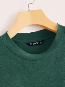 SHEIN LUNE Plus Marled Knit Smock Top - Dark Green - View 3