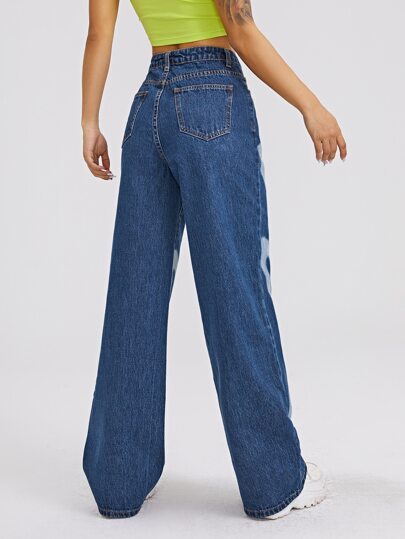 Jean ample taille haute avec imprimé cœur