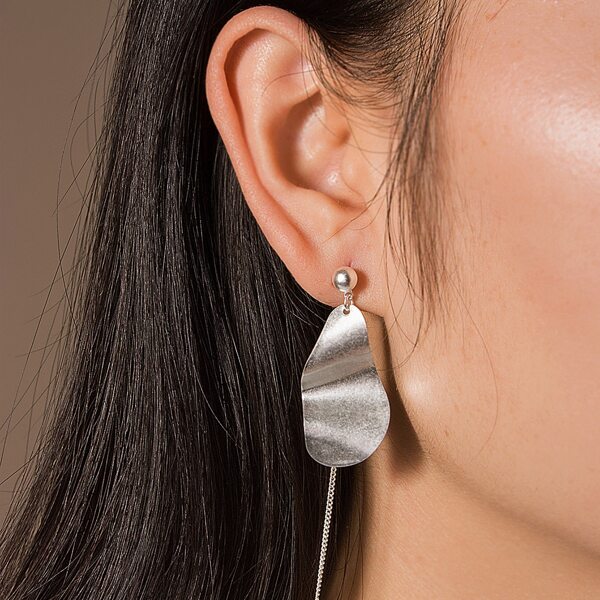 

Abstract Metal Drop Earrings, Silver